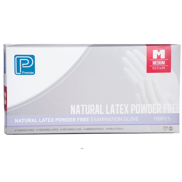 Powder Free Natural Latex Gloves, Size: Large- 100pc box