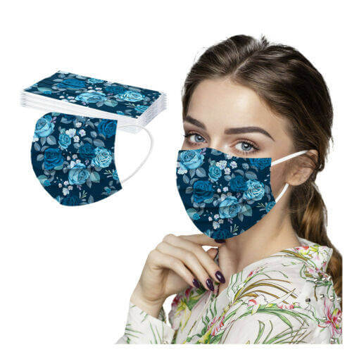 Pretty Masks - Disposable Floral Patterns for Adults - 10 Pack - Image 2
